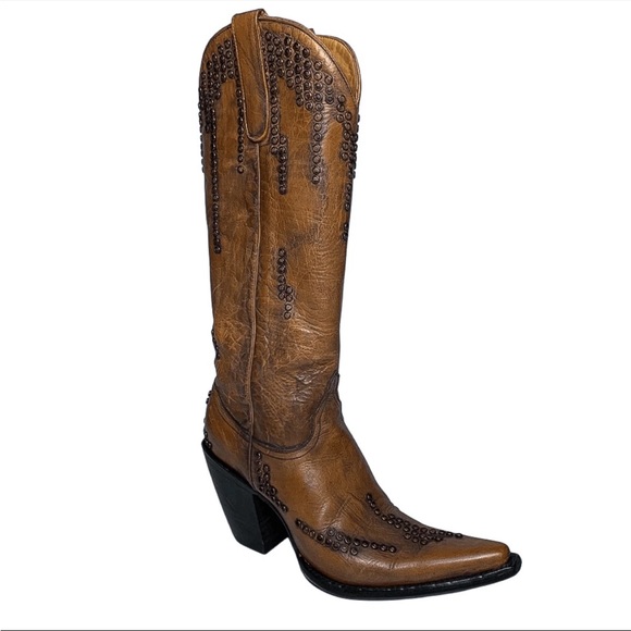 Old Gringo Shoes - Old Gringo Brown Western Cowboy Heeled Boots with Distressed Leather